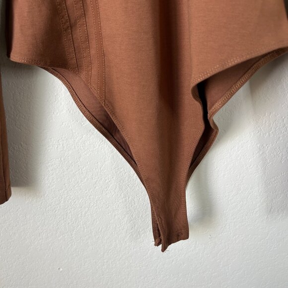 Adidas Ivy Park Bodysuit Womens XL Brown Beyonce Long Sleeve 3 Stripe Athletic - Picture 6 of 9